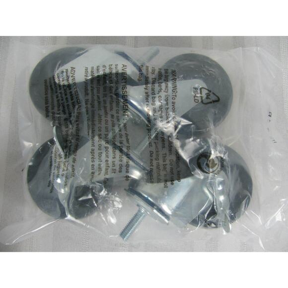 Set (4) Casters TPR 3"x1" Wheels • 2 Are Locking • Threaded Stem 3/8"-16 x1-1/4" - Picture 2 of 4